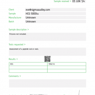HCG 5000iu (Human chorionic gonadotropin) Sigma Audley